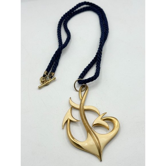 Vintage MJent Enamel Anchor Rope Necklace - Picture 3 of 6